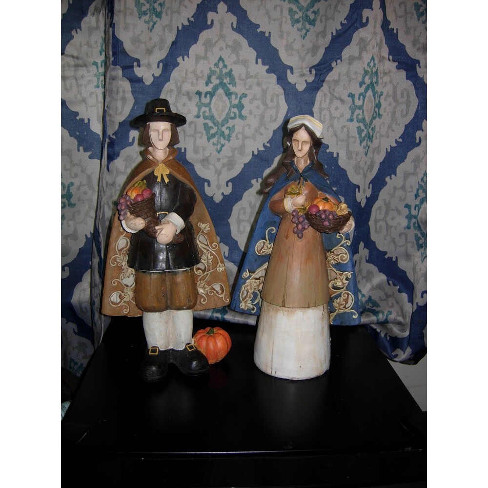 Pilgrim Harvest Thanksgiving Accent Decor Figures Set 16"